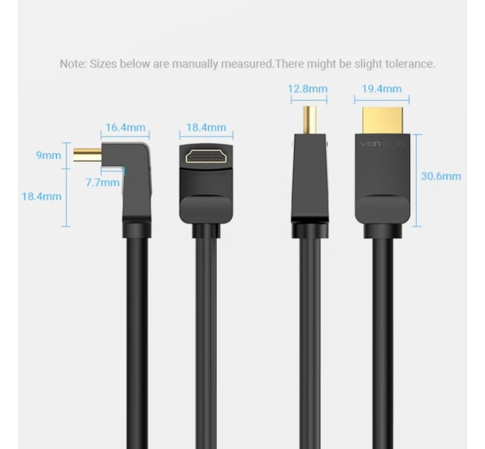 Vention Кабель мультимедійний HDMI Right Angle Cable 270 Degree 3M Black VENTION (AAQBI)