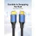 Vention Кабель мультимедійний Cotton Braided HDMI-A Male to Male HD Cable 8K 1M Blue Aluminum Alloy Type VENTION (ALGLF)