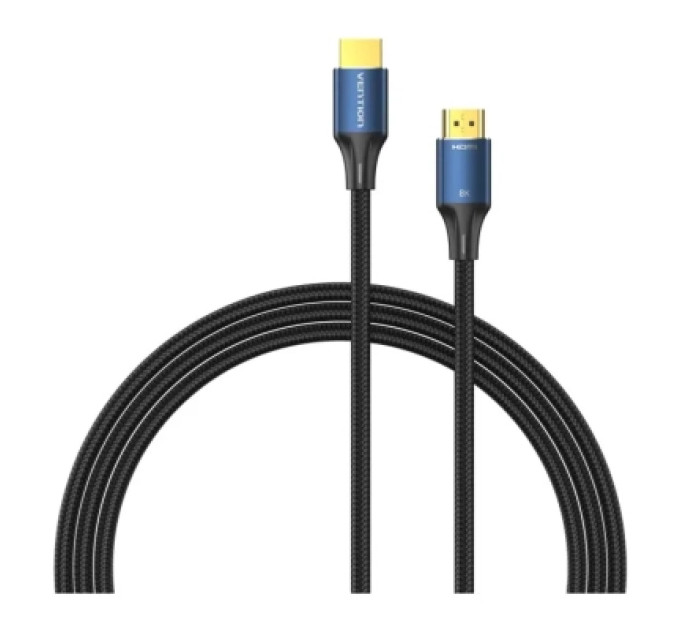 Vention Кабель мультимедійний Cotton Braided HDMI-A Male to Male HD Cable 8K 1.5M Blue Aluminum Alloy Type VENTION (ALGLG)