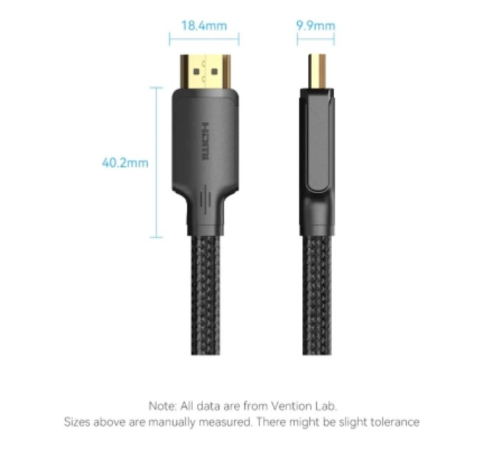 Vention Кабель мультимедійний Cotton Braided 4K HDMI Male to Male Cable 2M Black VENTION (ALLBH)