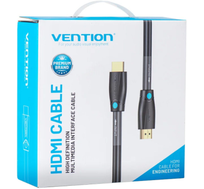 Vention Кабель мультимедійний Cotton Braided 4K HDMI Male to Male Cable 1M Black Zinc Alloy Type VENTION (ALMBF)