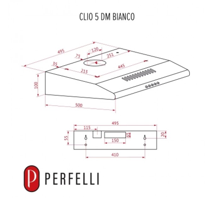 Витяжка кухонна Perfelli CLIO 5 DM BIANCO