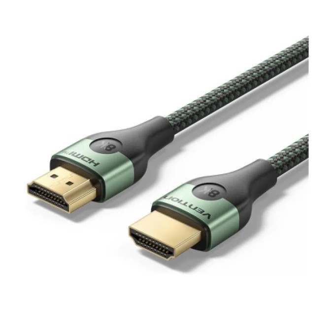 Vention Кабель мультимедійний Cotton Braided Ultra Thin HDMI-A Male to Male HD Cable 8K 1.5M Green Aluminum Alloy Type VENTION (ALOGG)