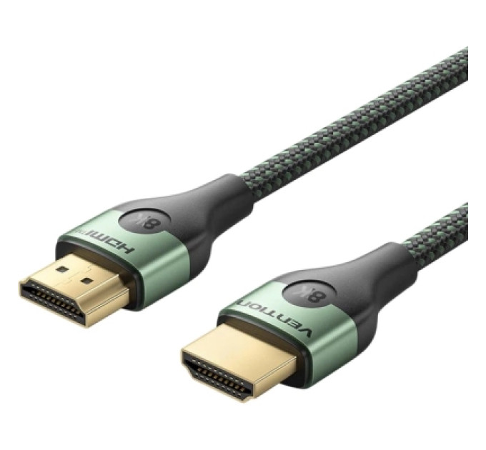 Vention Кабель мультимедійний Cotton Braided Ultra Thin HDMI-A Male to Male HD Cable 8K 2M Green Aluminum Alloy Type VENTION (ALOGH)