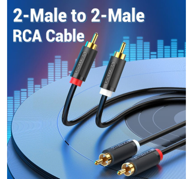 Vention Кабель мультимедійний 2-Male to 2-Male RCA Cable 1.5M Black VENTION (BCMBG)