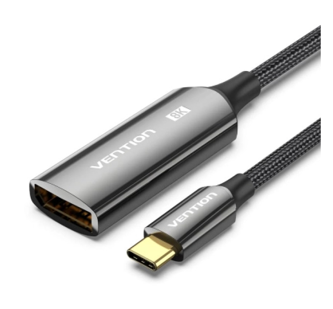 Vention Кабель мультимедійний Cotton Braided USB-C to DP 8K Converter 0.25M Black Zinc Alloy Type VENTION (CRGBC)