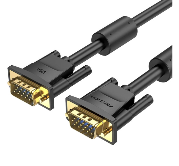 Vention Кабель мультимедійний VGA(3+6) Male to Male Cable with ferrite cores 5M Black VENTION (DAEBJ)
