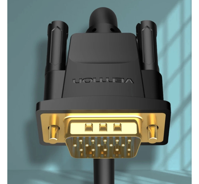 Vention Кабель мультимедійний VGA(3+6) Male to Male Cable with ferrite cores 20M Black VENTION (DAEBQ)