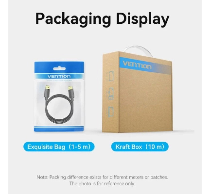 Vention Кабель мультимедійний DisplayPort Male to Male 4K HD Cable 1M Black VENTION (HAKBF)