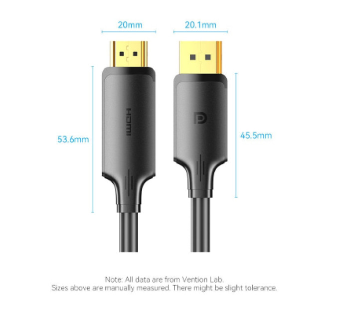 Vention Кабель мультимедійний DisplayPort Male to HDMI-A Male 4K HD Cable 1.8M Black VENTION (HFOBAC)