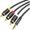 Vention Кабель мультимедійний 3.5mm to 3RCA AV Cable 1.5M Black Metal Type VENTION (VAB-R07-B150)