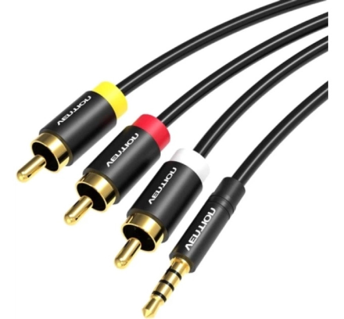 Vention Кабель мультимедійний 3.5mm to 3RCA AV Cable 1.5M Black Metal Type VENTION (VAB-R07-B150)