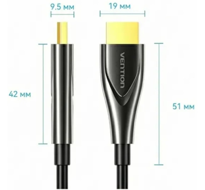 Vention Кабель мультимедійний 4K Fiber Optic HDMI Male to Male Cable 40M Black Zinc Alloy Type VENTION (ALSBV)
