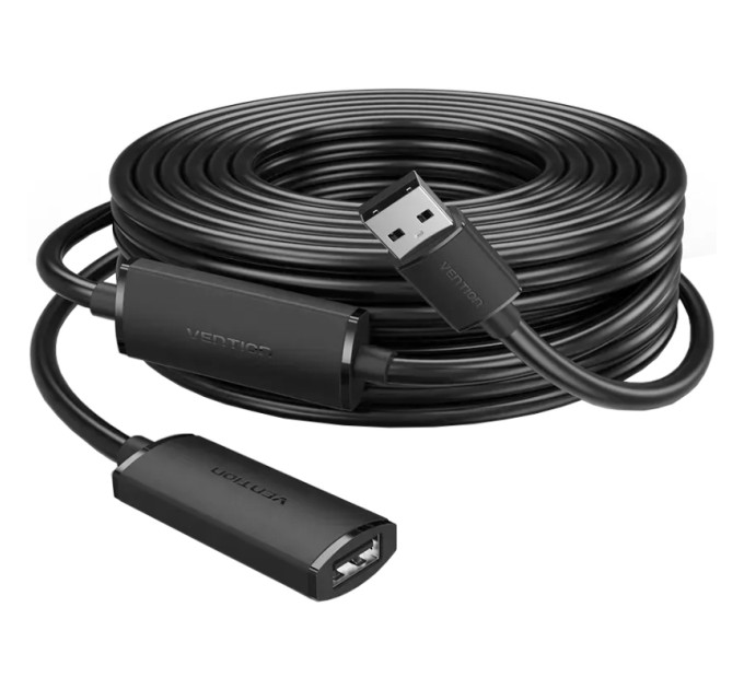 Vention Дата кабель USB 2.0 Type-A Male to Type-A Female Active Extension Cable 20M Black VENTION (CBKBQ)