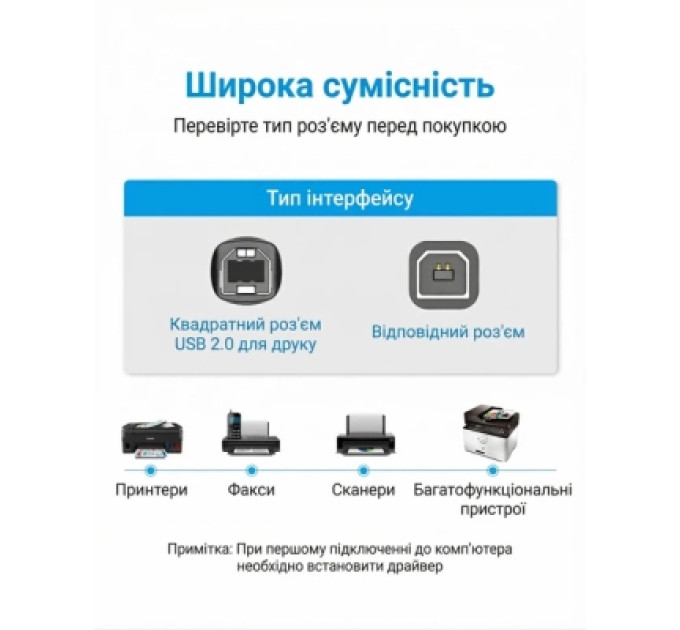 Vention Дата кабель USB 2.0 A Male to B Male Cable with Ferrite Cores 10M Black PVC Type VENTION (COQBL)