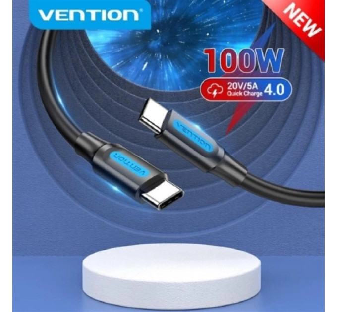 Vention Дата кабель USB 2.0 C Male to C Male 5A Cable 1.5M Black PVC Type VENTION (COTBG)