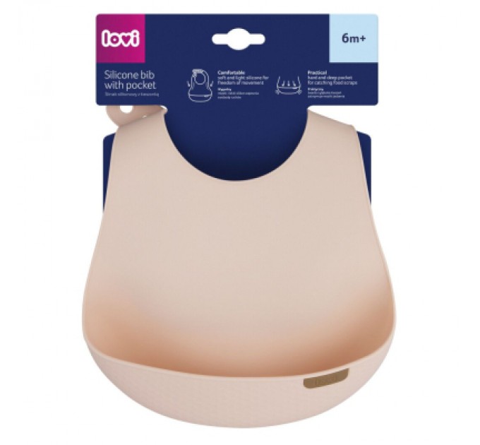 Нагрудничок Lovi Nude силіконовий, бежевий (51/031_pin)