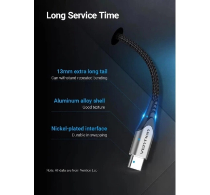 Vention Дата кабель USB 2.0 C Male to C Male 5A Cable 1M Gray Aluminum Alloy Type VENTION (TAEHF)
