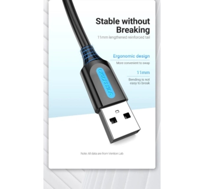 Vention Дата кабель USB 2.0 A Male to Mini-B Male Cable 1M Black PVC Type VENTION (COMBF)