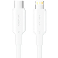Дата кабель USB 2.0 Type-C Male to Lightning Male 3A Cable 1M White PVC Type VENTION (LAKWF)