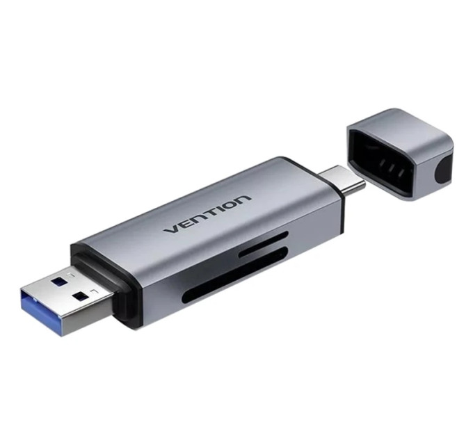 Vention Зчитувач флеш-карт 2-in-1 USB 3.0 A+C Card Reader(SD+TF) Gray Dual Drive Letter Aluminum Alloy Type VENTION (CLLH0)