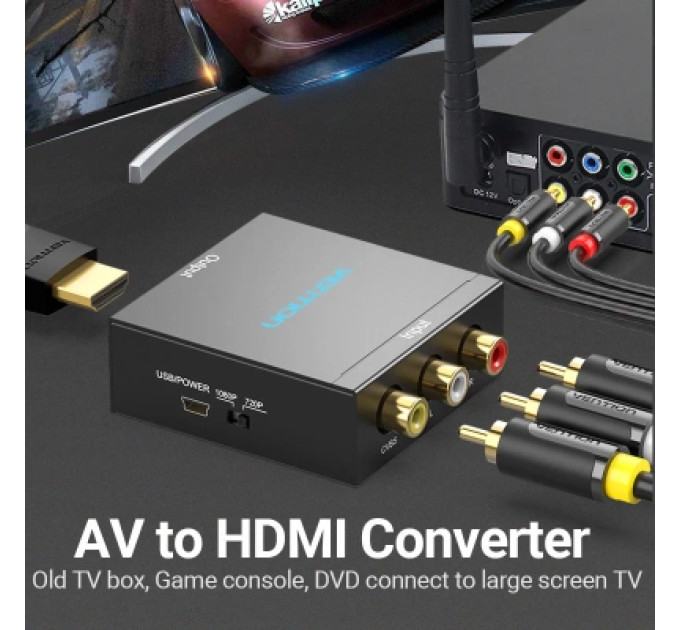 Vention Конвертор RCA to HDMI Converter Black Metal Type VENTION (AEFB0)