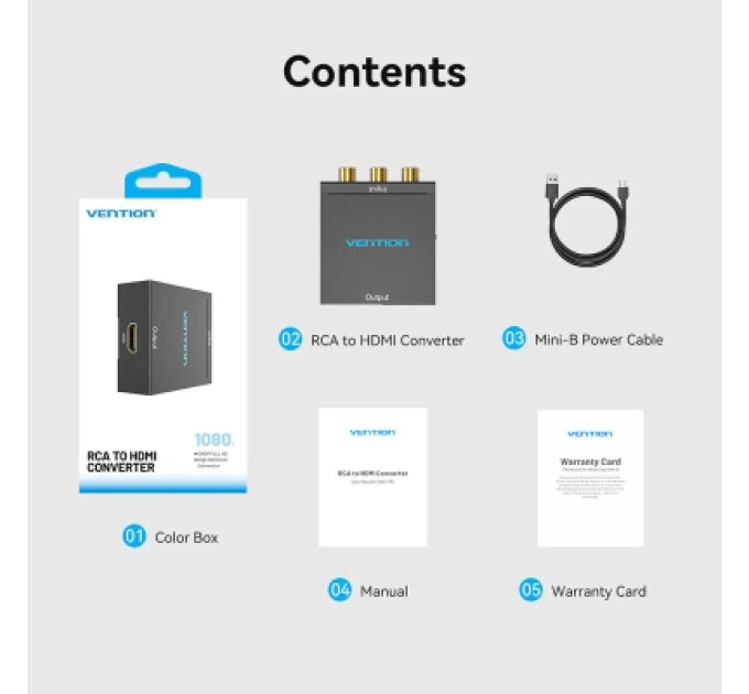 Vention Конвертор RCA to HDMI Converter Black Metal Type VENTION (AEFB0)