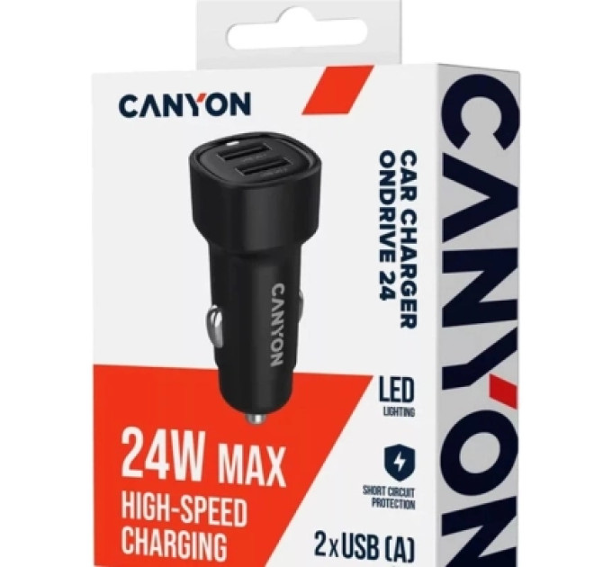 Canyon Зарядний пристрій Canyon 2xUSB 24W black (CNE-CCABR2AA)