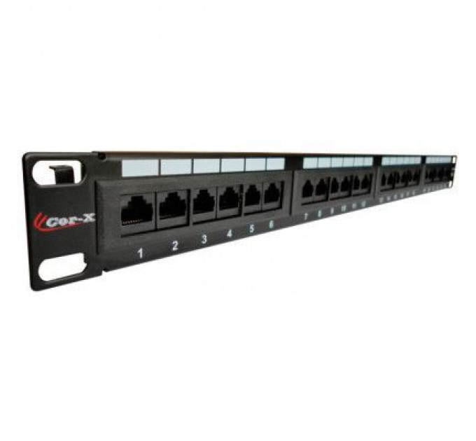 Патч-панель Cor-X 19" 24xRJ-45 UTP cat. 5е, 1U (051349 / TPP24c5e/1)