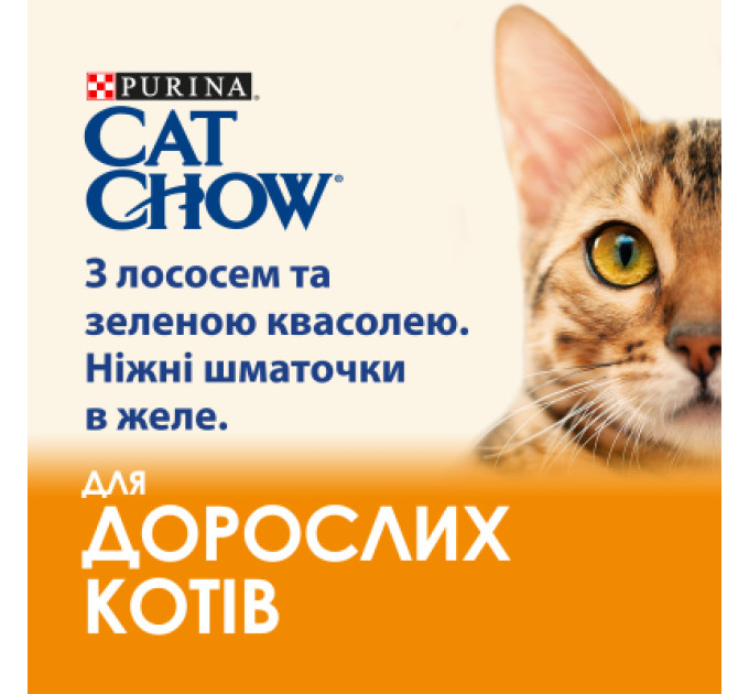 Purina Cat Chow Вологий корм для кішок Purina Cat Chow Adult з лососем і зеленою квасолею 85 гх10 шт (7613036596039)