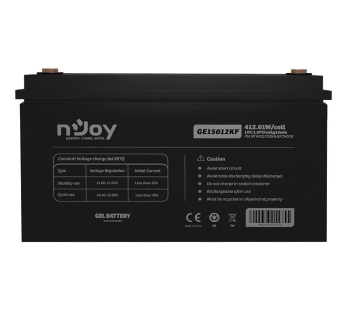 nJoy Акумуляторна батарея Njoy GE15012KF 12V 150AH (BTVGCLTODHLKFCN01B) GEL