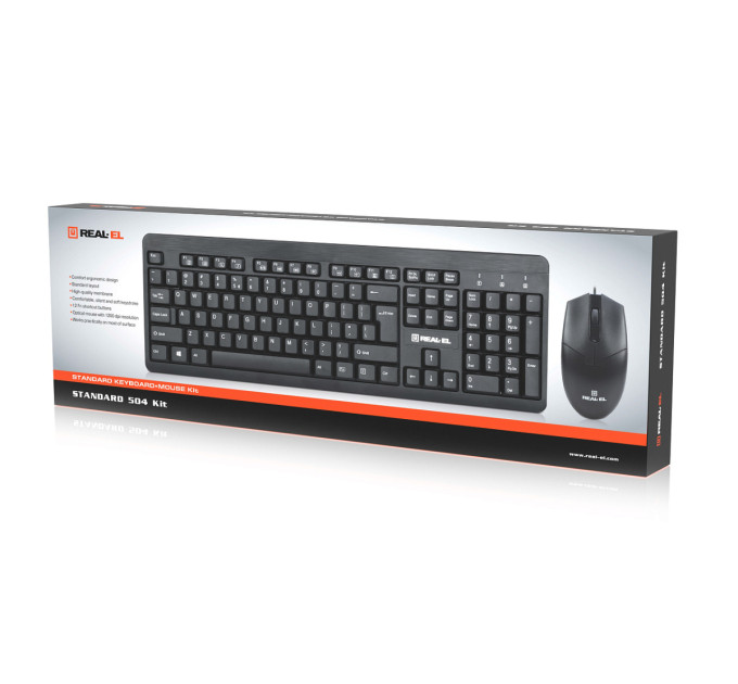 REAL-EL Комплект (клавіатура, миша) REAL-EL Standard 504 Kit Black (EL123100037)