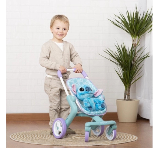 Smoby Коляска для ляльок Smoby Стіч. Прогулянка, з поворотними колесами та м'якою іграшкою (7600251225)