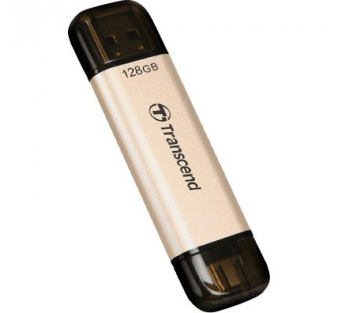 USB флеш накопичувач Transcend 128GB JetFlash 930 Gold-Black USB 3.2/Type-C (TS128GJF930C)