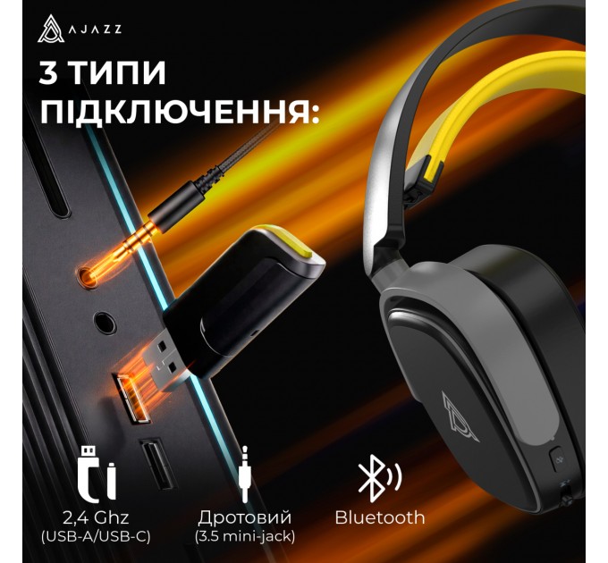 Bluetooth-гарнітура Ajazz AHM09 MAX 3-Mode Black (AHM09-MAX-BGY)