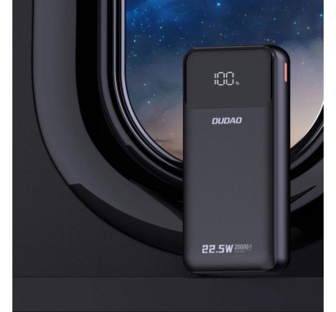 Батарея універсальна Dudao K15Pro 20000mAh PD/22.5W, QC, with built-in cables, Black (6977196682430)