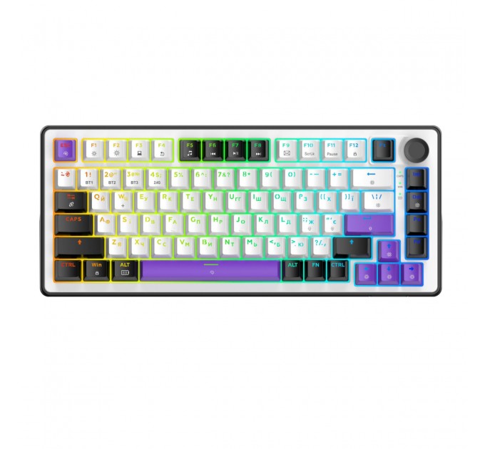 Клавіатура Hator Hellyberry HK75 Mechanical Linear RGB Wireless/Bluetooth/USB UA Black/White (HK75_wireless)