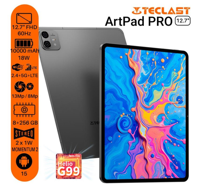 Teclast Планшет Teclast ArtPad Pro 12.7” 8/256GB / LTE Metal, Grey (6940709687697)