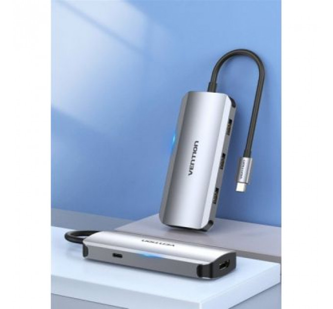 Концентратор Vention USB3.1 Type-C --> HDMI/USB 3.0x3/PD 100W Hub 5-in-1 (TODHB)