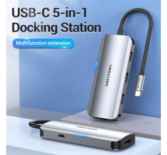 Концентратор Vention USB3.1 Type-C --> HDMI/USB 3.0x3/PD 100W Hub 5-in-1 (TODHB)