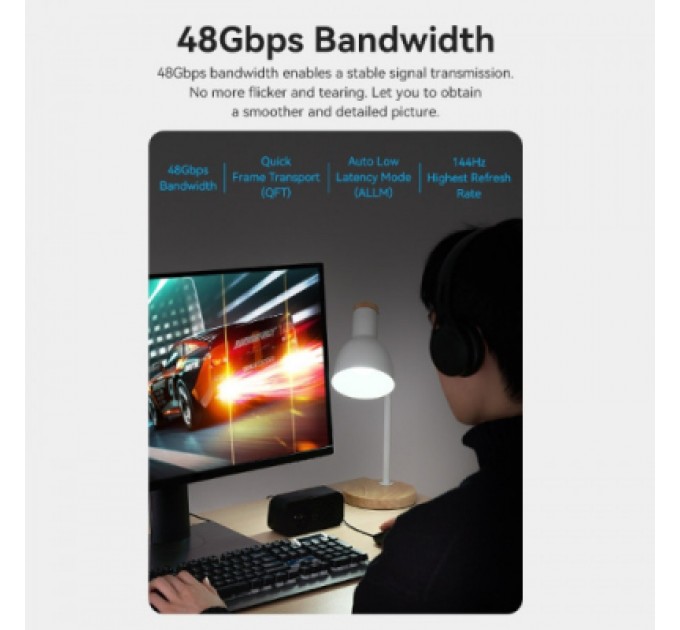 Кабель мультимедійний HDMI M to HDMI M 60.0m V2.1 Optical 8K 60Hz 48Gbps Dolby 7.1 black VENTION (ALBBAE)