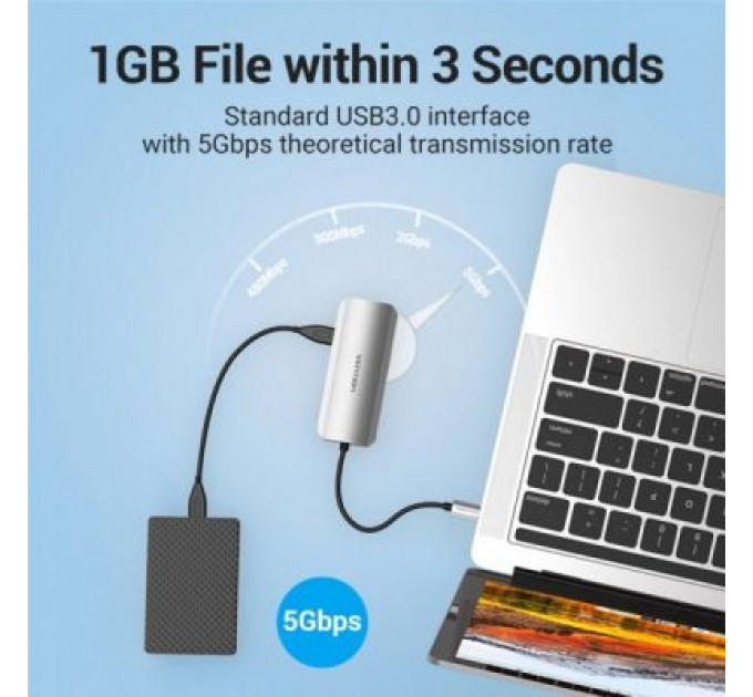 Концентратор Vention USB3.1 Type-C --> HDMI/USB 3.0x3/RJ45/PD 100W Hub 6-in-1 (TOHHB)