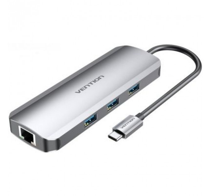Концентратор Vention USB3.1 Type-C --> HDMI/USB 3.0x3/RJ45/SD/TF/TRRS 3.5mm/PD 10 (TOLHB)