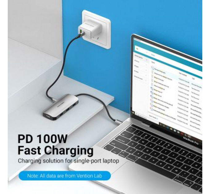 Концентратор Vention USB3.1 Type-C --> HDMI/USB-C Gen 1/USB 3.0x3/PD 100W Hub 6-i (TOFHB)