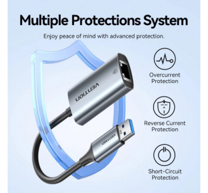 Перехідник USB-C to RJ45 Ethernet 1000Mbps gray VENTION (CFQHB)