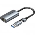 Перехідник USB-C to RJ45 Ethernet 1000Mbps gray VENTION (CFQHB)