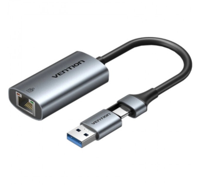 Перехідник USB-C to RJ45 Ethernet 1000Mbps gray VENTION (CFQHB)