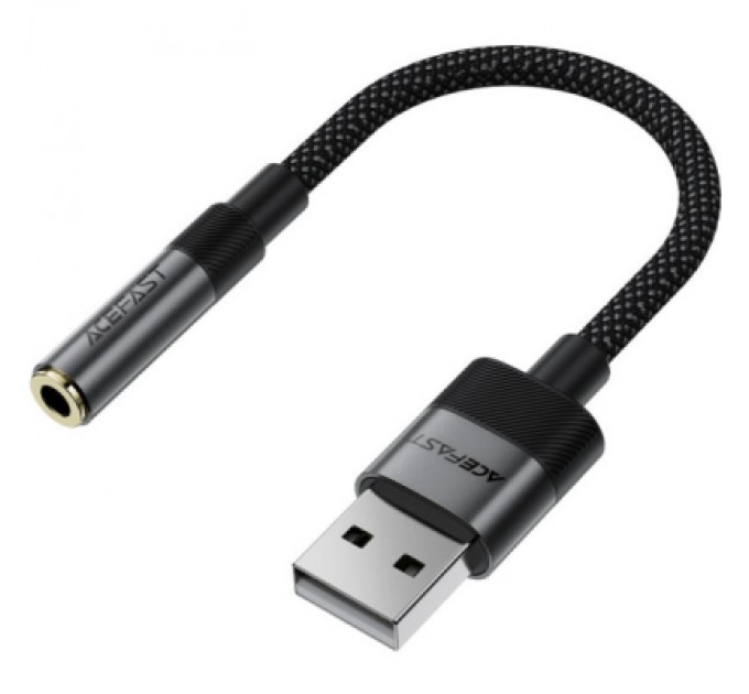 Перехідник USB AM to 3.5mm F 0.15m black Acefast (6974316285298)