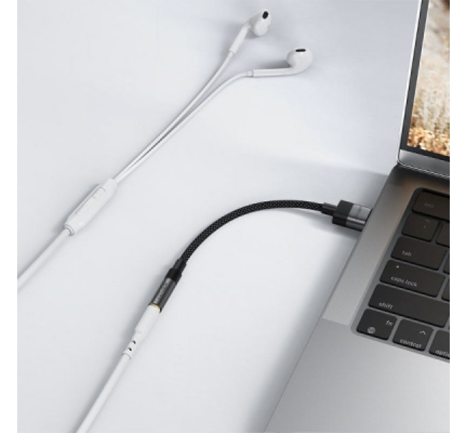 Перехідник USB AM to 3.5mm F 0.15m black Acefast (6974316285298)