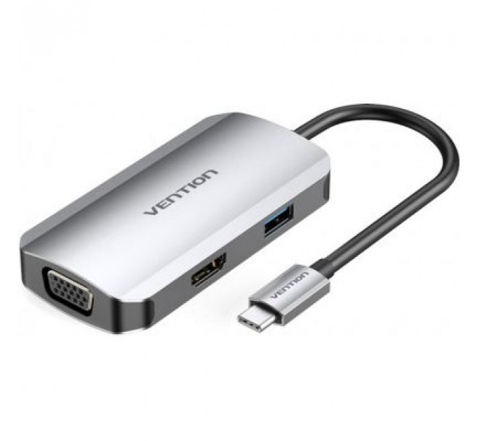 Концентратор Vention USB3.1 Type-C --> HDMI/VGA/USB 3.0/PD 100W Hub 4-in-1 (TOAHB)